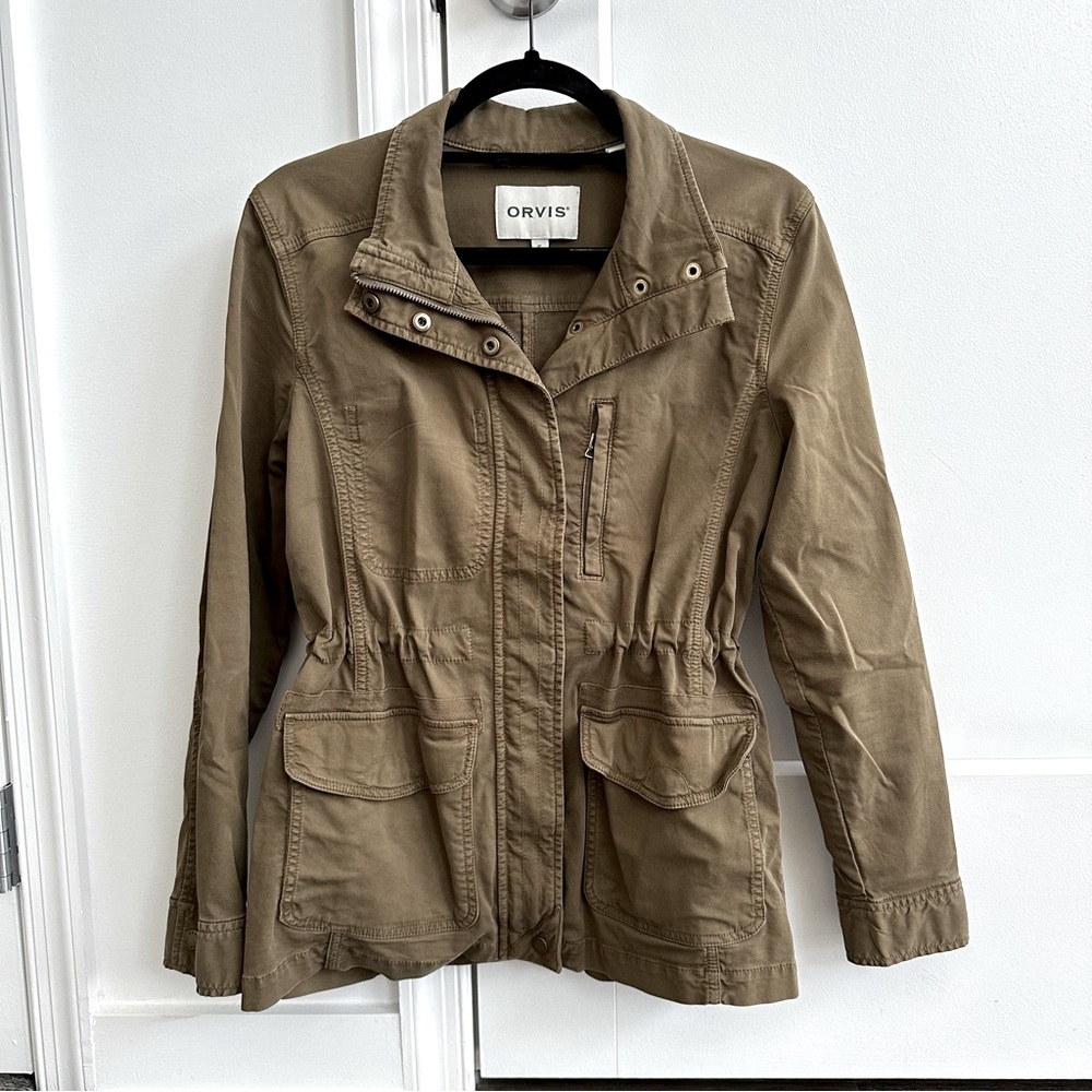 Orvis Olive Green Cinch Waist Military Jacket Size S